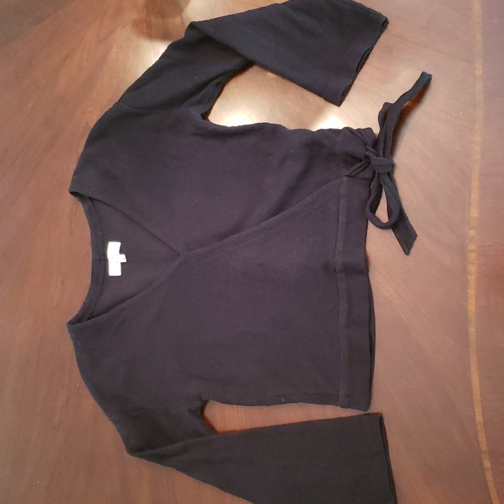 Madewell black faux wrap long sleeve top, sz S